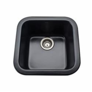 Rohl® 5927-63 Bar/Food Prep Sink, Allia, Squared Shape, 17-7/8 in W x 17-1/2in D x 9 in H, Drop-In/Under Mount, Fireclay, Matte Black