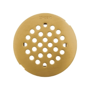 Moen® 101663BG Snap-In Tub/Shower Drain Cover, Kingsley®, 8-3/4 in L x 4-1/4 in W, 4-1/4 in Dia, Brass, Brushed Gold