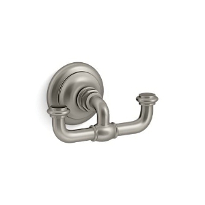 Kohler® 72572-BN Artifacts® Robe Hook, 2 Hooks, 2-5/8 in OAH x 4-7/8 in OAW x 2-5/8 in OAD, Metal, Vibrant® Brushed Nickel