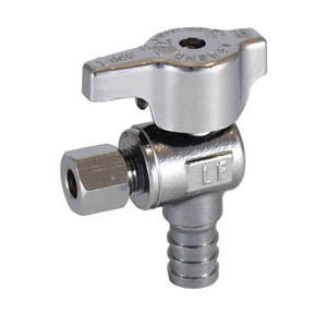 LEGEND 114-609NL T-595NL 1/4 Turn Angle Supply Stop Ball Valve, 1/2 x 3/8 in Nominal, PEX x Compression End Style, 125 psi Pressure, Brass Body, Polished Chrome