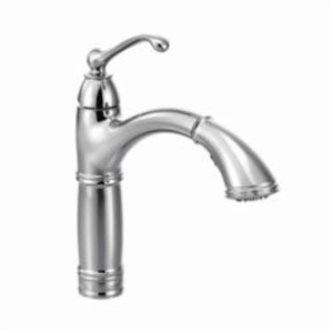 Moen® 7295C Kitchen Faucet, Brantford™, 1.5 gpm Flow Rate, Pull-Out Spout, Polished Chrome, 1 Handle, 1/3 Faucet Holes