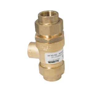 WATTS® 0061888 9D Series Backflow Preventer, 3/4 in Nominal, Union FNPT x Union Joint End Style, Forged Brass Body, Dual Check