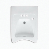 Kohler® 12636-R-0 Morningside™ Wheelchair Users Bathroom Sink With Overflow, Rectangle Shape, 4 in Faucet Hole Spacing, 20 in W x 21-1/2 in D x 8-1/8 in H, Wall Mount, Vitreous China, White