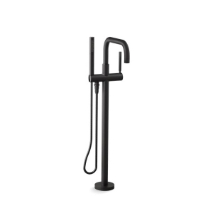 Kohler® T97328-4-BL Purist® Floor-Mount Bath Filler Trim With Handshower, Matte Black