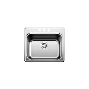 Blanco 441400 Essential™ Laundry Sink, Rectangle Shape, 25 in W x 22 in D, Drop-In Mount, 304 Stainless Steel, Satin
