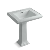 Memoirs® Bathroom Sink Basin With Overflow, Rectangular, 4 in Faucet Hole Spacing, 27 in W x 22 in D x 35 in H, Pedestal Mount, Fireclay, Ice Gray™