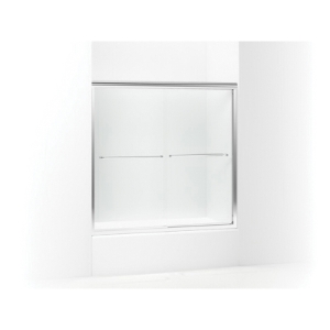 Sterling® 5405-59S-G05 5400 Sliding Bath Door With CleanCoat® Technology, Finesse®, Frameless Frame, Tempered Glass, Silver with Smooth/Clear Glass Texture, 1/4 in THK Glass, 53-13/16 in H Opening, 54-5/8 to 59-5/8 in W Opening
