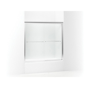 Sterling® 5405-59S-G05 5400 Sliding Bath Door with CleanCoat® Technology, Finesse®, Frameless Frame, Tempered Glass, Silver with Smooth/Clear Glass Texture, 1/4 in THK Glass, 53-13/16 in H Opening, 54-5/8 to 59-5/8 in W Opening