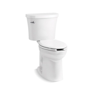 Kohler® 25077-0 2-Piece Toilet, Kingston™, Elongated Bowl, 16-1/2 in H Rim, 12 in Rough-In, 1.28 gpf, White
