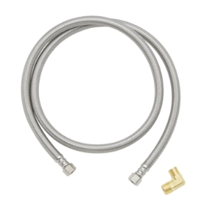 PlumbShop® PLS1-48DW6 F Flexible Dishwasher Connector with 3/8 in MNPT Elbow, 3/8 in Nominal, Compression End Style, 48 in L, 125 psi Working, Reinforced PVC/Braided Stainless Steel