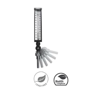 WINTERS TIM100 Industrial Thermometer, 30 to 240 deg F, +/-1%, 3/4 in NPT