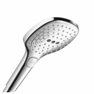 Hansgrohe 26521001 Raindance Select E 3-Jet Hand Shower, 2.5 gpm Flow Rate, 3 Sprays, 4-3/4 in Dia Head, 1/2 in Connection, Polished Chrome