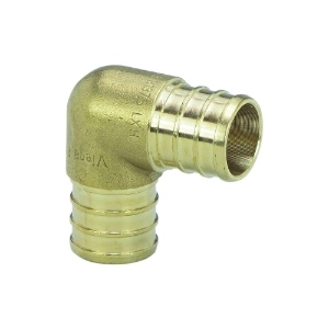 Viega 46922 PureFlow® 90 deg Elbow, 3/8 in, Crimp, Brass