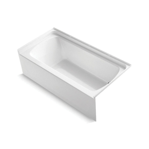 Sterling® 71171120-0 Bathtub, Ensemble™, Soaking Hydrotherapy, Rectangle Shape, 60-1/4 in L x 30-1/8 in W, Right Drain, White