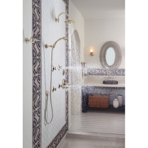 Brizo® T70385-PN Charlotte® 2-Handle Freestanding Tub Filler Trim, 9.38 in L x 13-1/4 in W x 10-1/8 in H, Brass, Polished Nickel