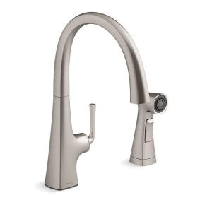 Kohler® 22064-VS Graze™ Kitchen Sink Faucet, 1.5 gpm Flow Rate, High-Arc Swing Spout, Vibrant® Stainless, 1 Handle