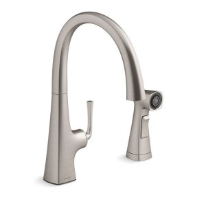 Kohler® 22064-VS Graze® Kitchen Sink Faucet, 1.5 gpm Flow Rate, High-Arc Swing Spout, 1 Handle, Vibrant® Stainless