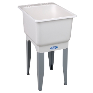 ELM® 12 UTILATUB® Single Bowl Laundry/Utility Tub, Rectangle Shape, 18 in W x 23-1/2 in D x 33 in H, Floor Mount, Co-Polypure™ Resin, White