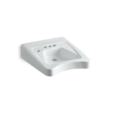 Kohler® 12636-L-0 Morningside™ Wheelchair Users Bathroom Sink with Overflow, Rectangle Shape, 4 in Faucet Hole Spacing, 20 in W x 21-1/2 in D x 8-1/8 in H, Wall Mount, Vitreous China, White