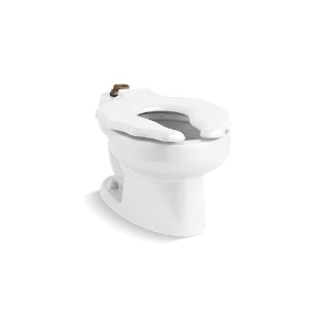 Kohler® 96064-SS-0 Primary™ Flushometer Bowl, Primary™, White, Elongated Front Shape, 10 or 12 in Rough-In, 10-1/2 in H Rim, 1-7/8 in Trapway