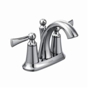 Moen® 4505 Wynford™ Centerset Bathroom Faucet, Polished Chrome, 2 Handles, Metal Pop-Up Drain, 1.5 gpm Flow Rate