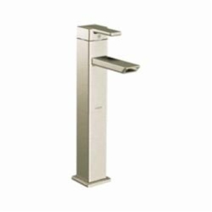 Moen® S6711BN 90 Degree™ Vessel Bathroom Faucet, Commercial, 4-1/4 in Spout, 9-1/8 in H Spout, Brushed Nickel, 1 Handle, Pop-Up Drain