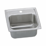 Elkay® BLR151 Bar Sink, Lustertone™, Lustrous Satin, Squared Shape, 12 in L x 9-1/4 in W x 7 in D Bowl, 1 Faucet Hole, 15 in L x 15 in W x 7-1/8 in H, Top Mount, 18 ga 304 Stainless Steel