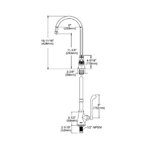 Elkay® LK535GN08T6 Universal Classroom Faucet, 1.5 gpm Flow Rate, Gooseneck Spout, Polished Chrome, 1 Handle