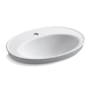Kohler® 2075-1-0 Serif® Self-Rimming Bathroom Sink With Overflow Drain, Oval Shape, 22-1/8 in W x 16-1/4 in D x 8-1/4 in H, Drop-In Mount, Vitreous China, White