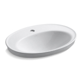 Kohler® 2075-1-0 Serif® Self-Rimming Bathroom Sink with Overflow Drain, Oval Shape, 22-1/8 in W x 16-1/4 in D x 8-1/4 in H, Drop-In Mount, Vitreous China, White