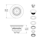 Elkay® D5018A Drain Fitting, 2 in Nominal, Polished Stainless Steel, Stainless Steel Drain