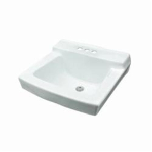 Gerber® G0012384 Hayes™ Bathroom Sink With Exposed Rear Overflow, Rectangle Shape, 4 in Faucet Hole Spacing, 20 in W x 18 in D x 10-1/2 in H, Wall Mount, Vitreous China, White