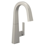 Moen® S55005SRS Premium Non-Pulldown Bar/Laundry Sink Faucet, Nio™, Spot Resist™ Stainless, 1 Handle, 1.5 gpm