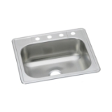 Elkay® DSE125221 Dayton® Kitchen Sink, Elite Satin, Rectangle Shape, 21 in L x 15-3/4 in W x 8 in D Bowl, 1 Faucet Hole, 25 in L x 22 in W x 8-1/16 in H, Top Mount, Stainless Steel