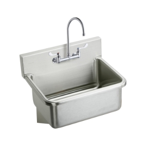 Elkay® EWS2520W4C Scrub Sink Package, Rectangle Shape, 19-1/2 in W x 10-1/2 in D x 25 in H, Wall Mount, Stainless Steel, Buffed Satin