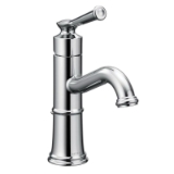 Moen® 6402 Bathroom Faucet, Belfield™, 5-1/2 in Spout, 5-1/2 in H Spout, Chrome, 1 Handle, Pop-Up Drain