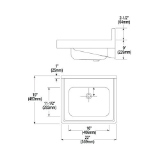 Elkay® ELV2219CS3 Lavatory Sink, Rectangle Shape, 2 in Faucet Hole Spacing, 22 in W x 19 in D x 5-1/2 in H, Wall Mount, 304 Stainless Steel, Buffed Satin