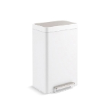 Kohler® 20940-STW Step Trash Can, 13 gal Capacity, 13 in L, Stainless Steel, White