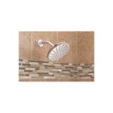 Moen® 6345 Rainshower Shower Head with Brass Swivel Ball Assembly, 2 gpm Flow Rate, 1 Spray, Wall Mount, 8 in Head, Chrome