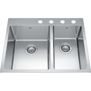 Kindred BCL2127R-9-4N Brookmore 27-in LR x 20.9-in FB x 9-in DP Drop-In Double Bowl Stainless Steel Sink