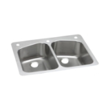 Elkay® DPXSR233221 Dayton® Dual Mount Sink, Rectangle Shape, 1 Faucet Hole, 22 in W x 33 in D x 8 in H, Top/Under Mount, Stainless Steel, Satin