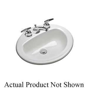 Mansfield® 237-1 MS Mansfield® Drop-In Self-Rimming Lavatory Sink, Oval Shape, 17 in W x 8 in D x 20-1/2 in H, Drop-In Mount, Vitreous China, White