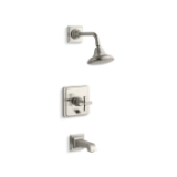 Kohler® T13133-3A-BN Pinstripe® Pure Rite-Temp® Bath and Shower Trim Kit With Push-Button Diverter and Cross Handle, 2.5 gpm, Vibrant Brushed Nickel