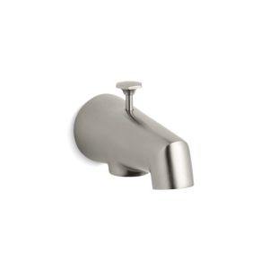 Kohler® 6855-BN Standard Wall Mount Diverter Bath Spout, 4-7/8 in, 1/2 in NPT Connection, 4-13/16 in Spout Reach, Brass, Vibrant® Brushed Nickel