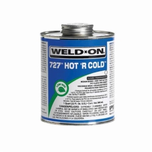 Weld-On® 727™ Hot 'R Cold™ 10842 Low VOC Medium Body PVC Speciality Cement with Applicator Cap, 1 pt Container, Clear