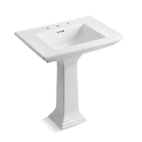 Kohler® 2268-8-0 Memoirs® Stately Design Elegant Bathroom Sink Basin with Overflow Drain, Rectangular Shape, 8 in Faucet Hole Spacing, 30 in W x 21-3/4 in D x 34-3/4 in H, Pedestal Mount, Fireclay, White