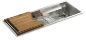 KALLISTA® L20309-00-NA Multiere 45" Drop in Single Basin Stainless Steel Kitchen Sink with Basin Rack Colander Cutting Board