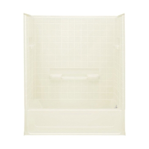 Sterling® 61040120-96 Bath/Shower, All Pro®, 60-1/4 in L x 31-1/2 in W x 74 in H, Solid Vikrell®, Biscuit