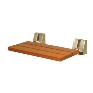 Steamist® 9101 Tilt-up Wood Bath and Shower Seat, 250 lb Capacity, Natural Teakwood, Polished Chrome