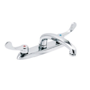Gerber® GC044019 C0-44-019 Series Kitchen Faucet, Commercial, 1.75 gpm Flow Rate, 8 in Center, Polished Chrome, 2 Handles